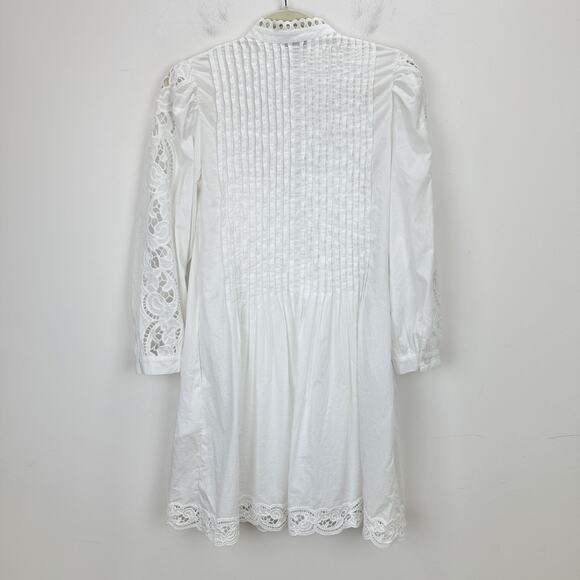 Madewell Pintucked Eyelet Mini Dress Boho Cotton Cottagecore White Medium NWT - Picture 12 of 16